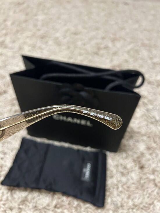 CHANEL Gold Glitter Sparkle Sunglasses 71280